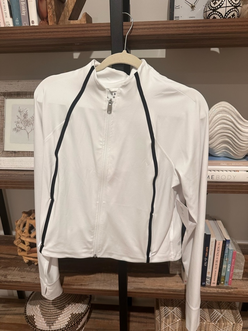 Athleta Salutation Crop Zip-Front Jacket with Black Trim